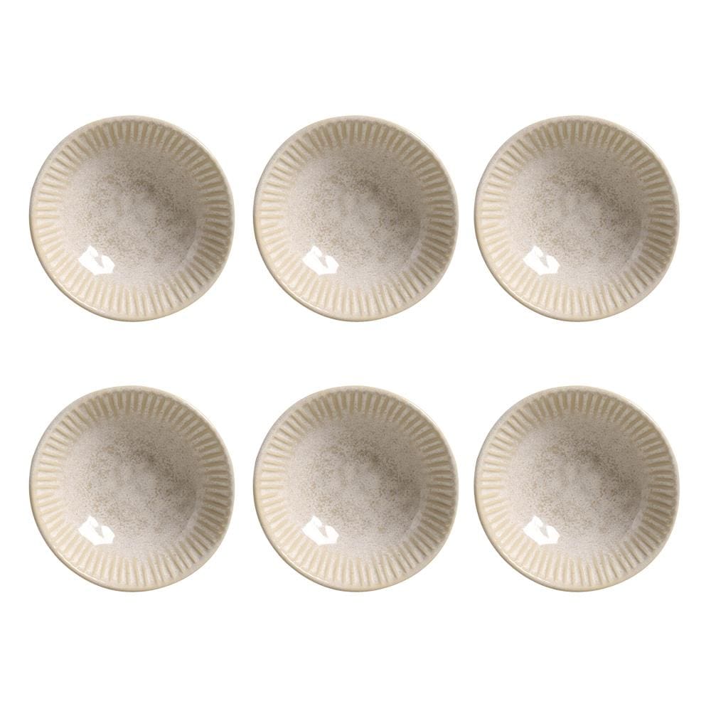 Conjunto de Cumbucas Porto Brasil Cerâmica Linhas Latte Bege 6 peças – 370 ml