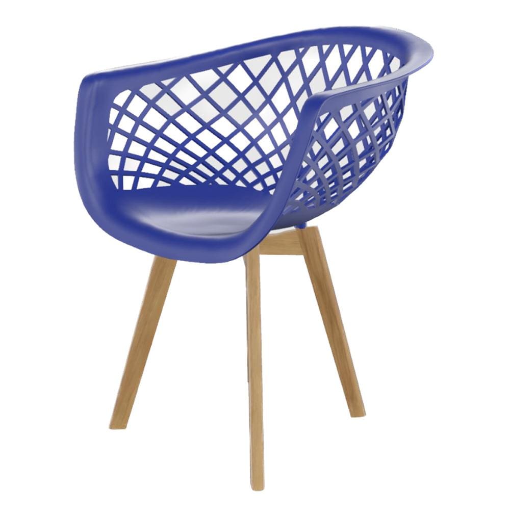Cadeira de Jantar Web Wood Seat&Co com pés em Madeira  - Azul Bic