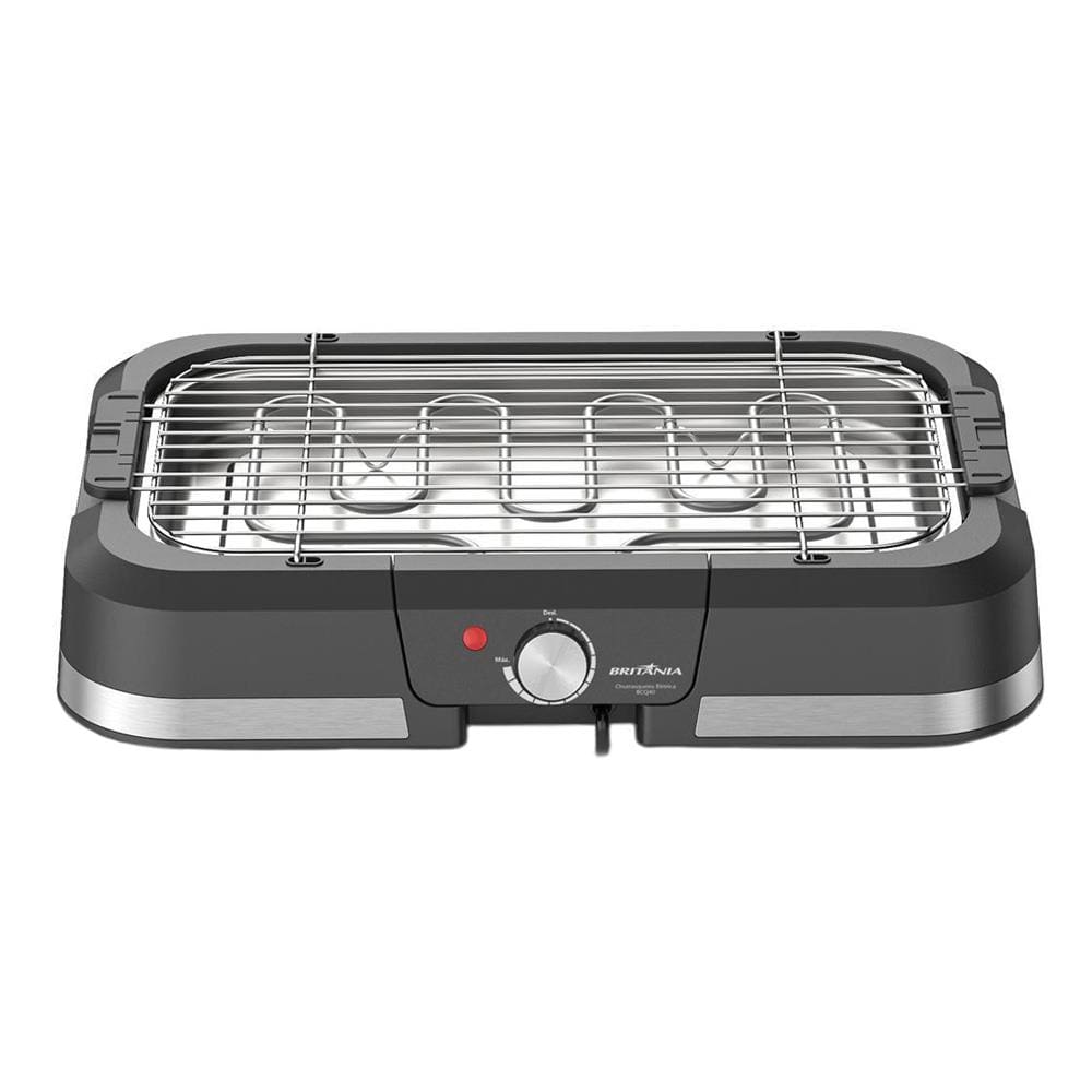 Churrasqueira Elétrica Britânia BCQ40 com Seletor de Temperatura e Revestimento Antiaderente – Preta e Inox - 220V