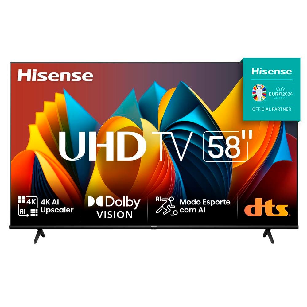 Smart TV 58" Hisense Ultra HD 4K DLED A6K com Sleep timer, entrada HDMI e Wi-Fi - 58A51HSV