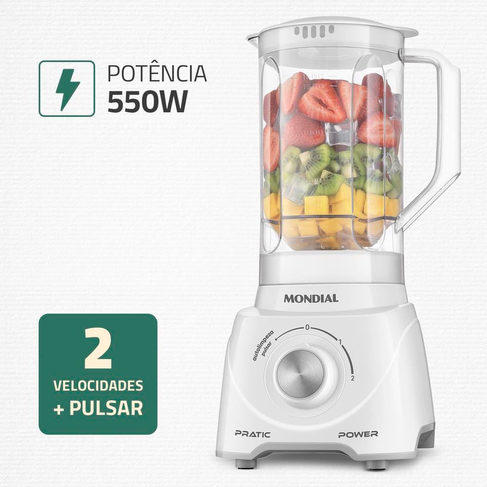 Liquidificador Mondial L97W 2 Velocidades + Pulsar 550W | Extra