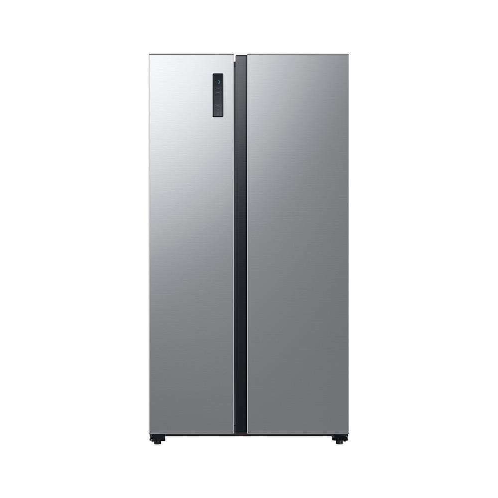 Geladeira Samsung RS50N Frost Free Side by Side com Dispenser de Agua e Gelo 501L Inox Look Extra