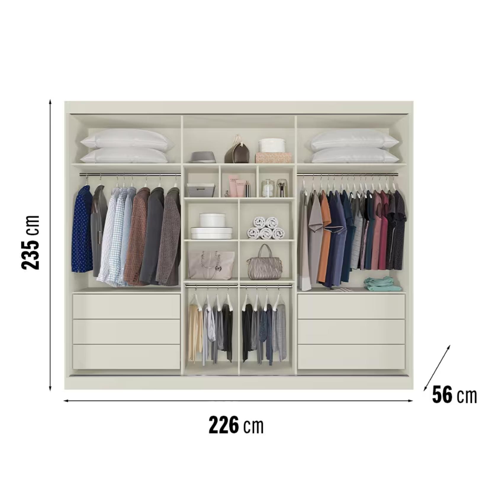 Guarda-Roupa Europa Grécia com espelho, 3 portas de correr, | Extra