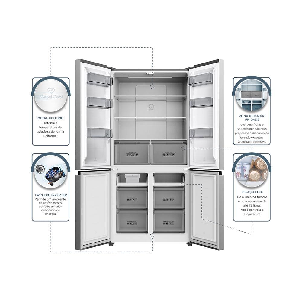 Geladeira TCL Multidoor C589CDN1 Frost Free, | Extra