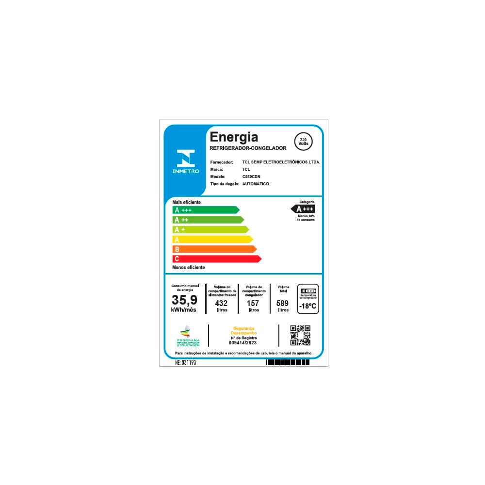 Geladeira TCL Multidoor C589CDN1 Frost Free, | Extra