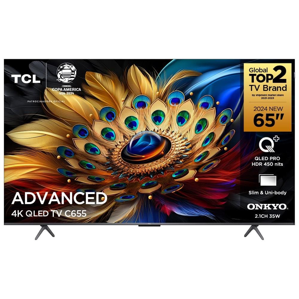 Smart TV 65" QLED 4K TCL 65C655 com processador AIPQ, Google TV, Dolby Vision Atmos, HDR10+, Wi-Fi Dual Band, Bluetooth Integrado e Google Assistente