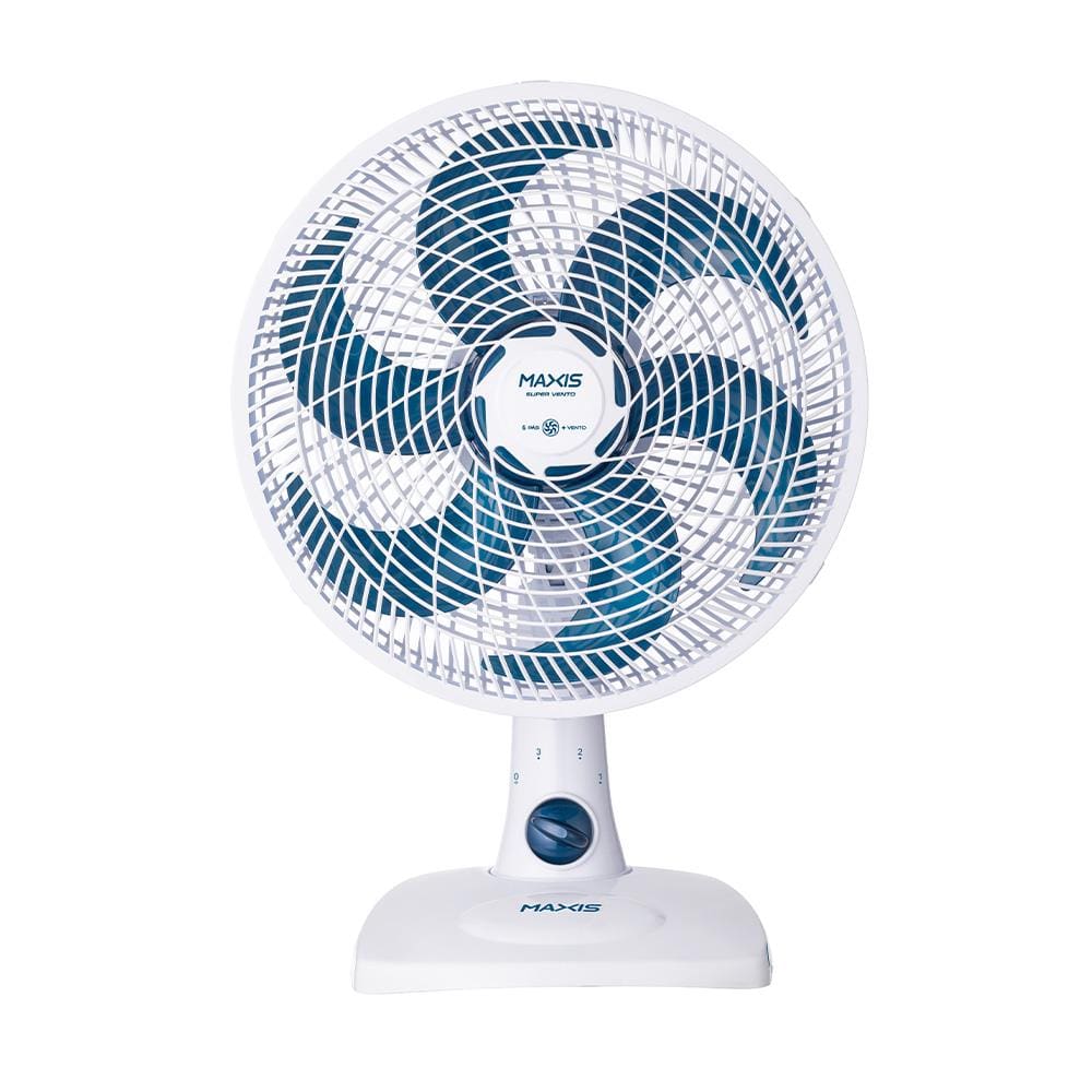 Ventilador de Mesa Mondial Maxis V30MXW 30cm com 6 pás, 3 velocidades e 50W – Branco / Azul