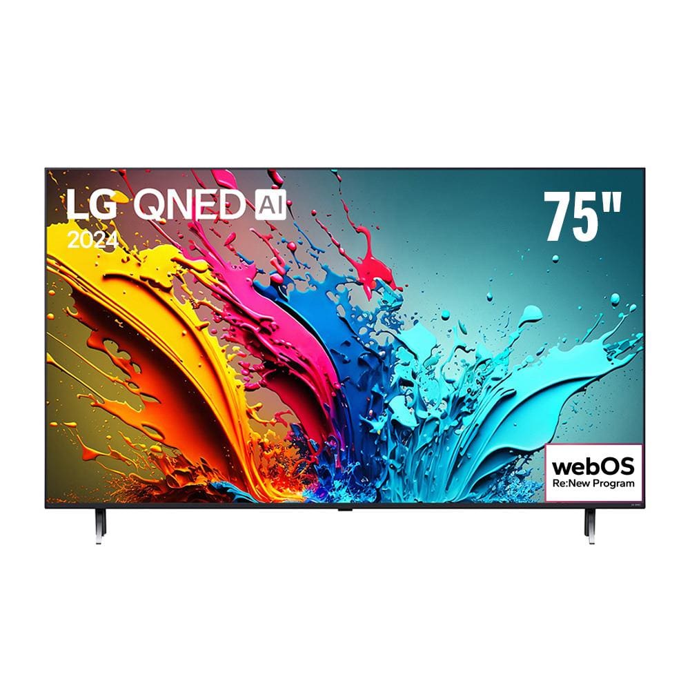 Smart TV 4K 75\" LG QNED 75QNED85T com Processador a8 AI, Painel 120Hz, Quantum Dot Nanocell, Design Super Slim, FreeSync e webOS 24