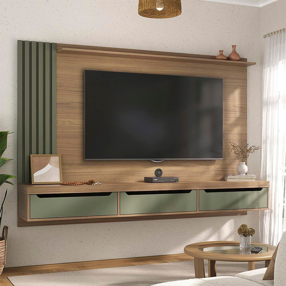 Painel Presence Artely com 1 prateleira para TVs de até 75 polegadas