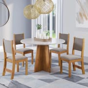 Mesa de Jantar Redonda Viero Província com 4 Cadeiras Estofadas