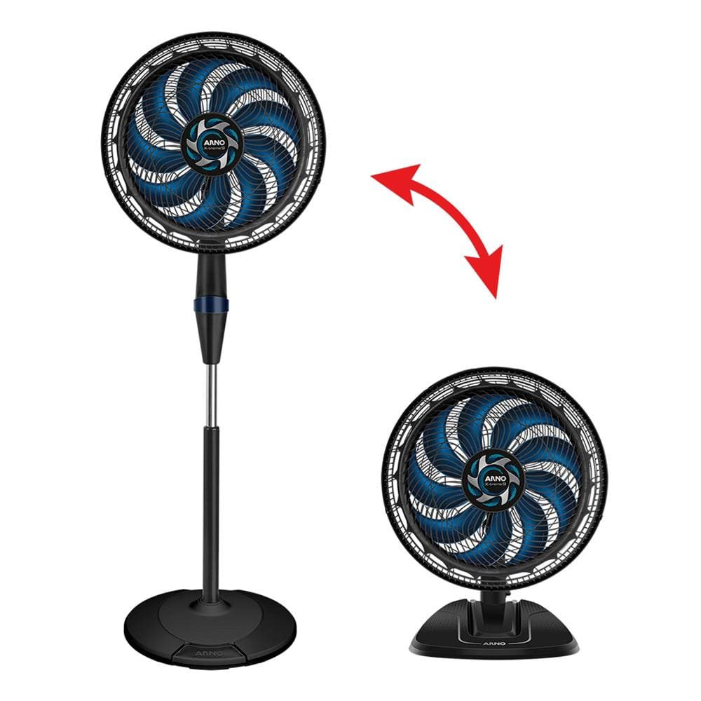 Ventilador de Coluna Arno VE9M 40cm com 9 pás, 3 velocidades e 160W – Preto / Azul