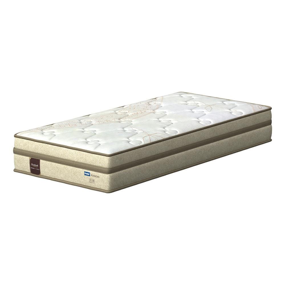 Colchão de Solteiro Probel Arezzo com Pillow Euro e Molas Ensacadas Individualmente 26x188x88cm – Bege e Branco