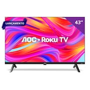 Smart TV AOC 43” Full HD DLED 43S5045/78G Roku TV Processador Quad Core Dolby Audio Preta