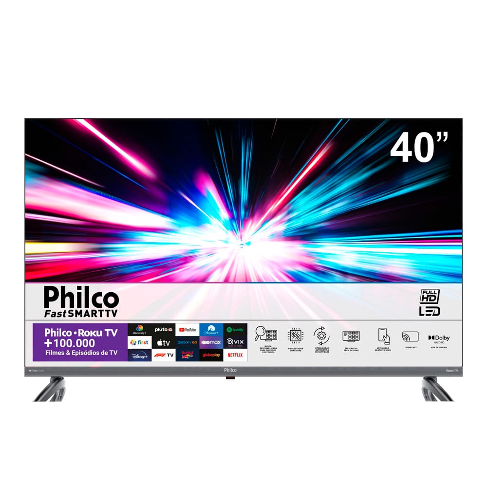 Smart TV LED 40" Full HD Philco PTV40E3ERSGB Roku TV com HDMI, USB, Wi-Fi e Dolby Audio