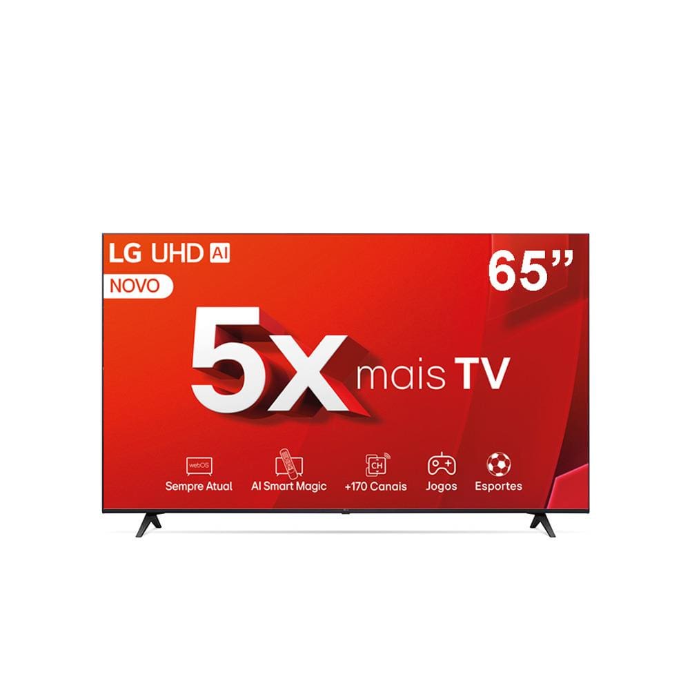 Smart TV 65" Ultra HD 4K LG 65UT8050PSA com Processador a5 Ger7 AI, Alexa/Chromecast Integrado, Wi-Fi, Bluetooth e HDMI