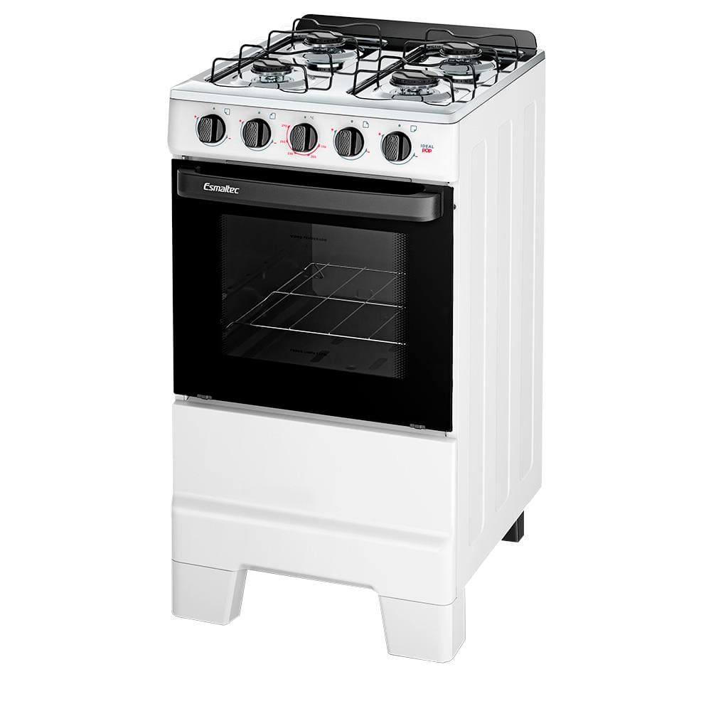 Fogão Esmaltec 4 Bocas Ideal Pop com Mesa em Inox Branco - Bivolt