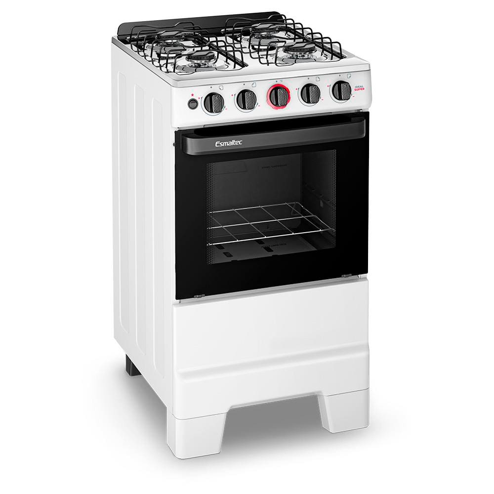 Fogão Esmaltec 4 Bocas Ideal Super com Mesa em Inox Branco – Bivolt