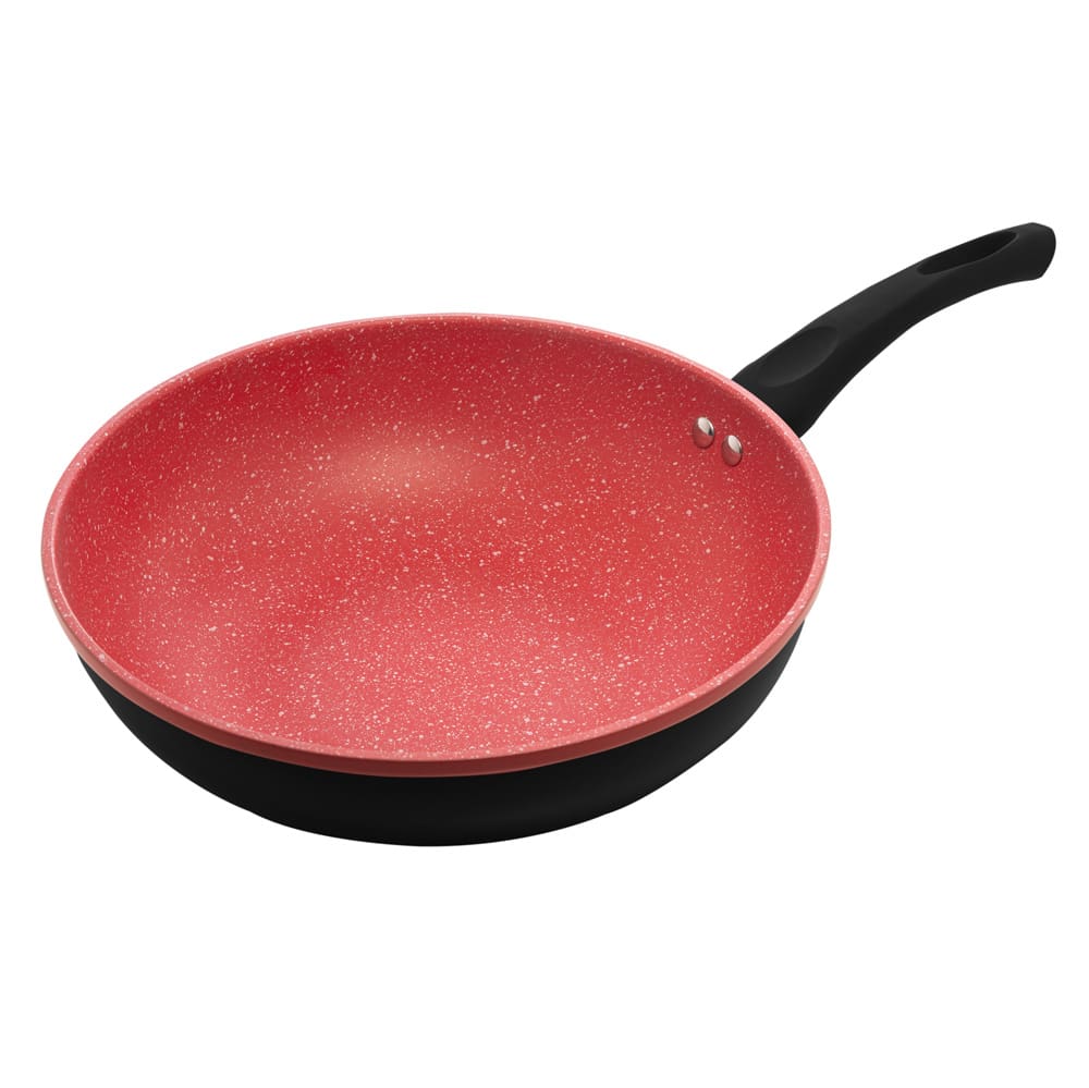 Frigideira Wok de Indução Lyor em Alumínio com Revestimento Cerâmico Granilite Vermelha - 28cm