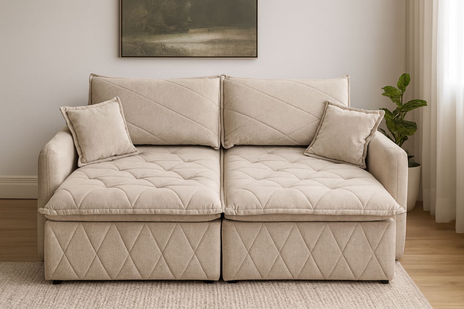 Sofá 3 Lugares Cam inBox Sublime Revestido em Tecido Bouclé Assento Retrátil Encosto Reclinável - 180cm de Largura