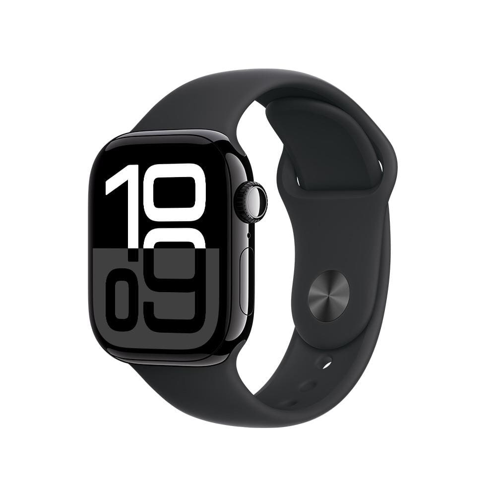 Apple Watch Series 10 GPS, Caixa Preta Brilhante de Alumínio – 42 mm e Pulseira Esportiva Preta – P/M