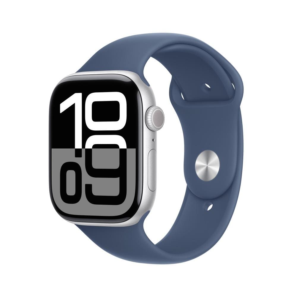 Apple Watch Series 10 GPS + Cellular, Caixa Prateada de Alumínio – 46 mm e Pulseira Esportiva Denim – M/G