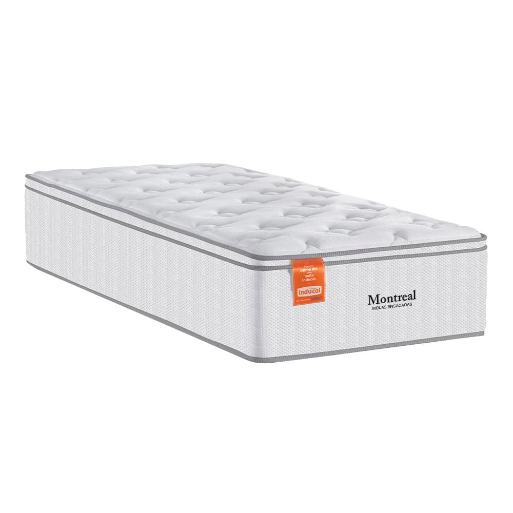 Colchão Solteirão Inducol Montreal com Europillow e Revestimento em Tecido Malha 28x96x203cm - Branco