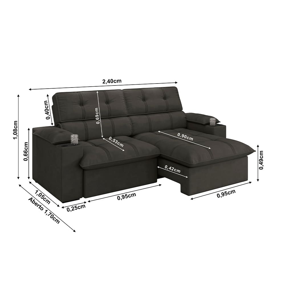 Sofá 4 Lugares Luizzi Liverpool Slim com Assento | Extra