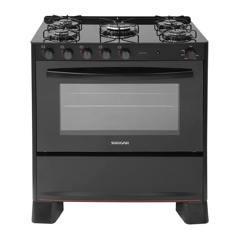 Fogão de Piso Suggar 5 Bocas com Mesa de Vidro Cook Glass Preto FGVCG510PT – Bivolt