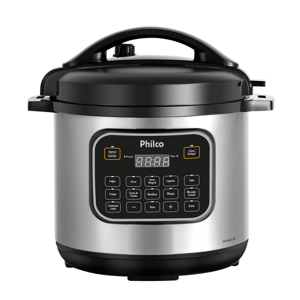 Panela de Pressão Elétrica Philco PPP80 Multifuncional com 12 Funções, Painel Digital e Timer Programável 1200W - 8 litros - PAN PRESSAO ELETR PHILCO