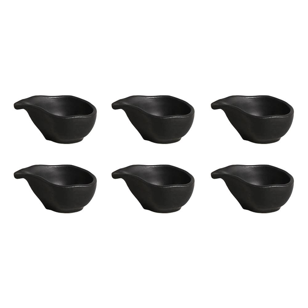 Conjunto de Molheiras Ovais Porto Brasil Orgânico Preto Matte 40ml - 6 Peças