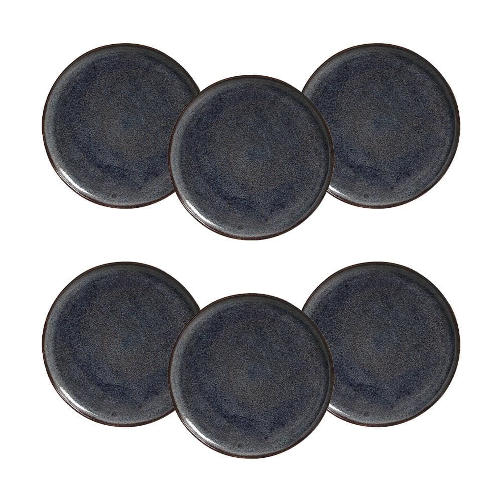 Conjunto de Pratos Rasos Porto Brasil Bio Titanium Azul Escuro 29cm - 6 Peças