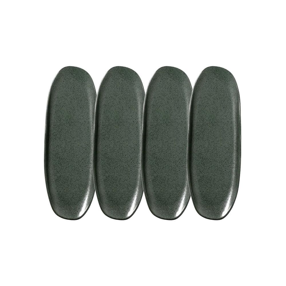 Conjunto de Travessas Oval Rasa Grande Porto Brasil Orgânico Greenery 36x13cm - 4 Peças