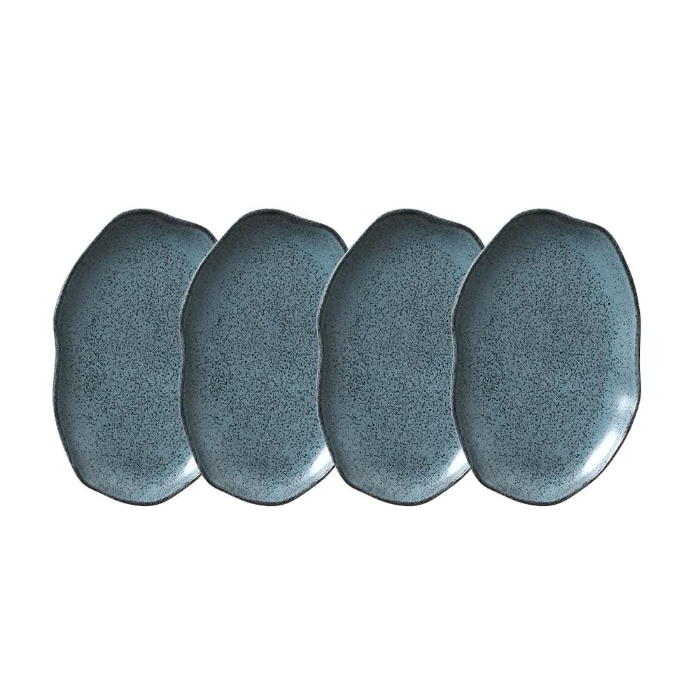Conjunto de Travessas Oval Rasa Média Porto Brasil Bio Night Sky 30x20cm - 4 Peças