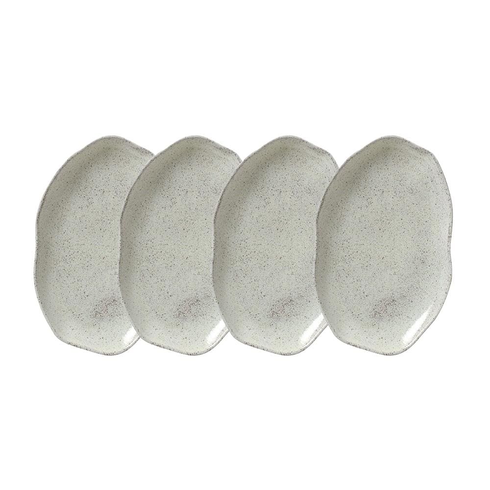 Conjunto de Travessas Oval Rasa Média Porto Brasil Bio Pistache 30x20cm - 4 Peças