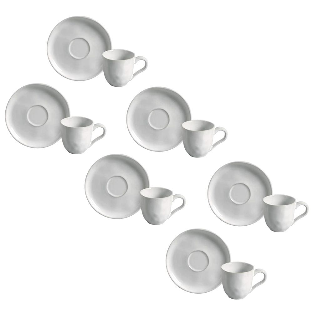 Conjunto de Xícaras de Café com Pires Porto Brasil Bio New White 120ml - 6 Peças
