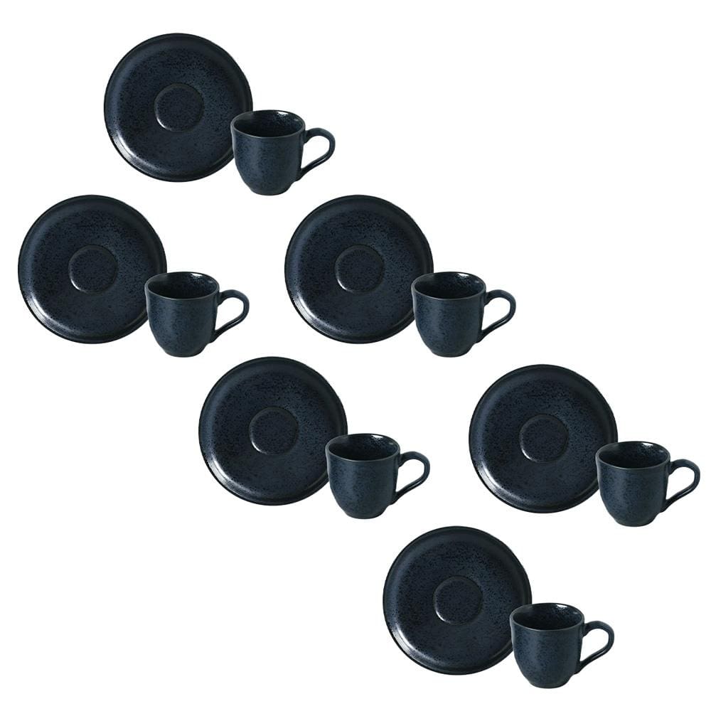 Conjunto de Xícaras de Café com Pires Porto Brasil Bio Night Blue 120ml - 6 Peças
