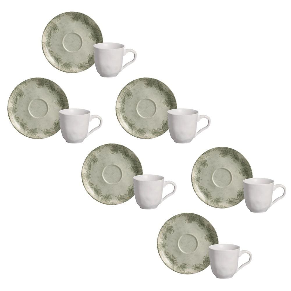 Conjunto de Xícaras de Café com Pires Porto Brasil Bio Tropicália 120ml - 6 Peças
