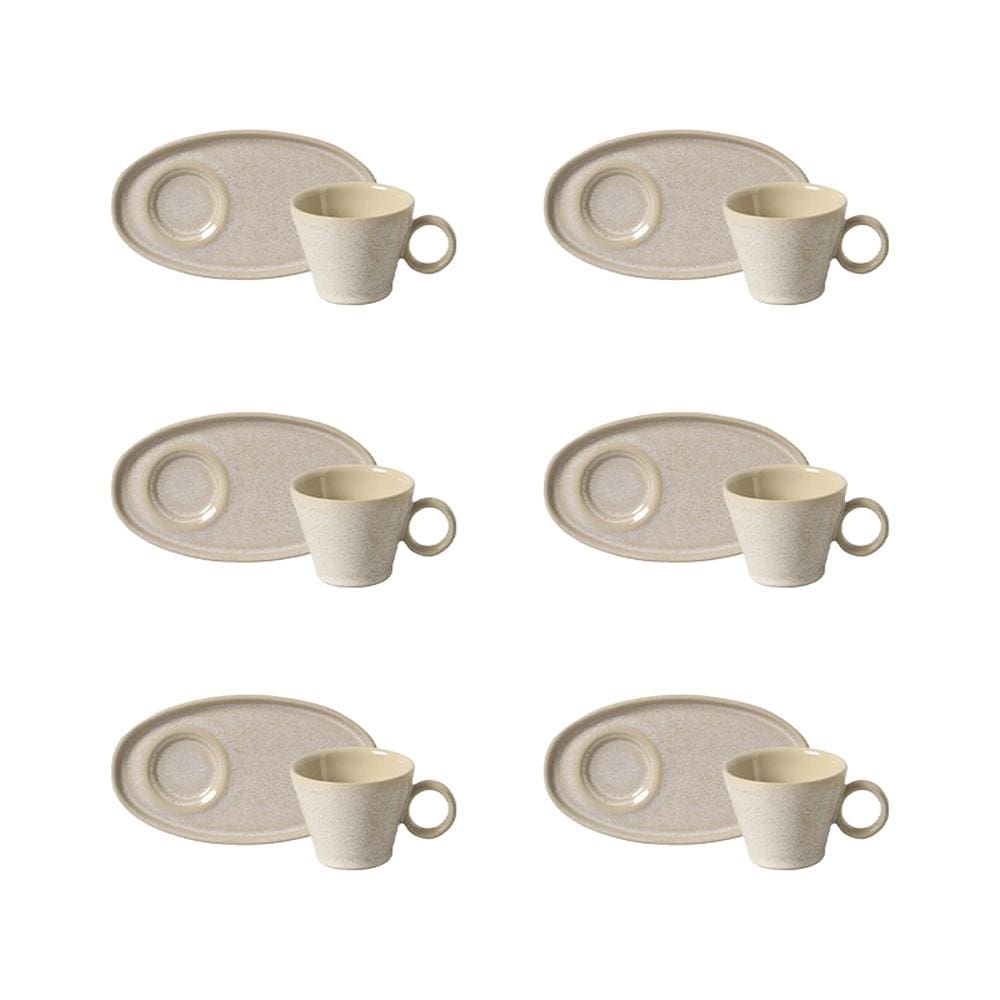 Conjunto de Xícaras de Café com Pires Oval Porto Brasil Neo Latte 110ml - 6 Peças
