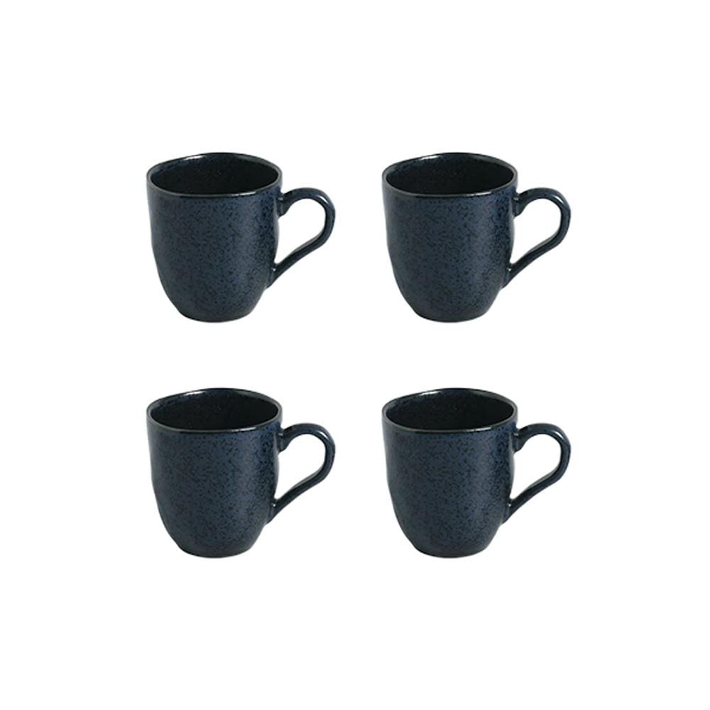 Conjunto com 4 Canecas Porto Brasil Orgânico Nigth Blue em Cerâmica Stoneware Azul - 273ml