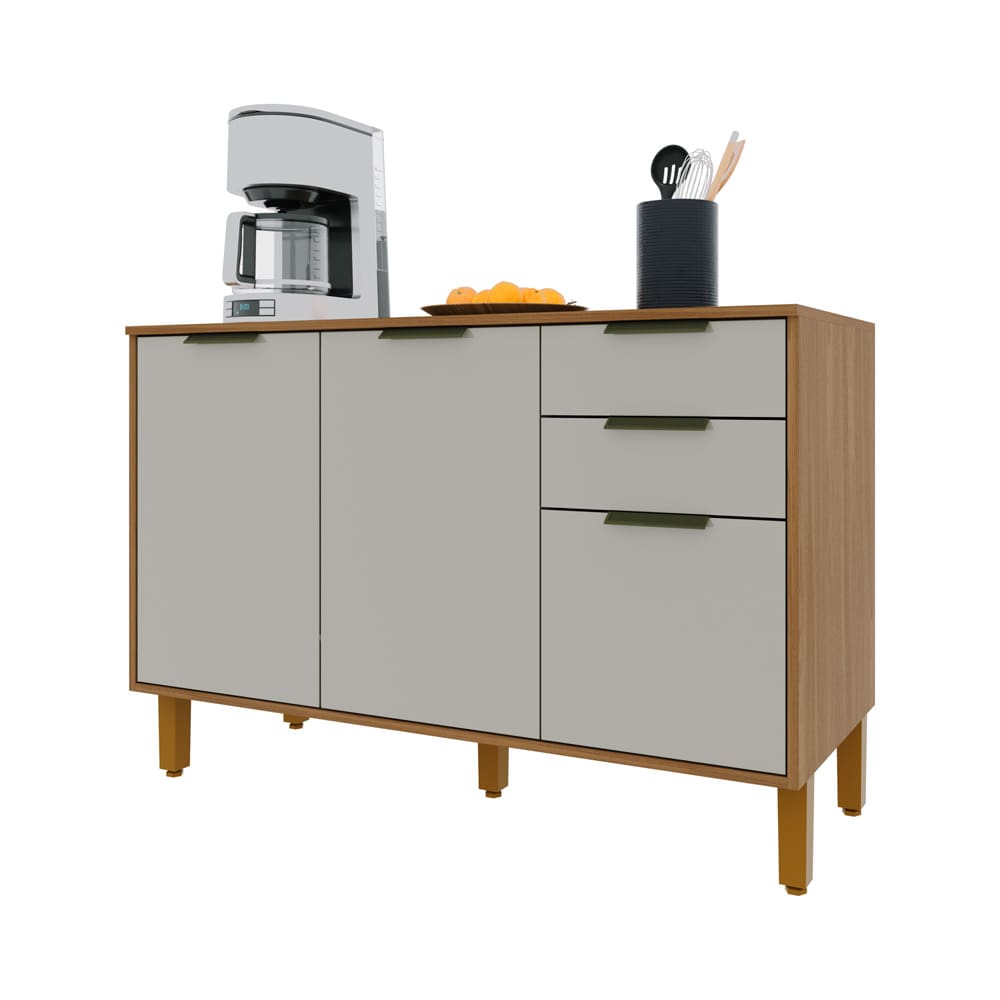 Balcão Indekes Toronto em MDP 15mm com 3 Portas e 2 Gavetas - 120cm de largura