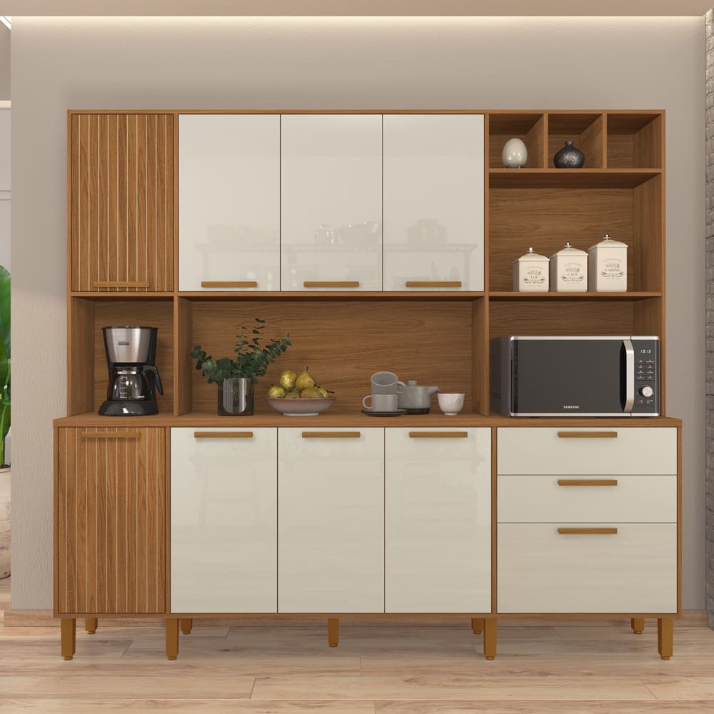 Cozinha Compacta Indekes Gramado com 9 Portas e 2 Gavetas - 219cm de Largura