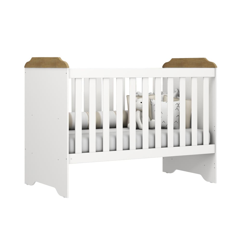 Berço Mini Cama Carolina Baby Mel 3 em 1 com Suporte para Mosquiteiro e 133cm de Largura - Branco/Bétula
