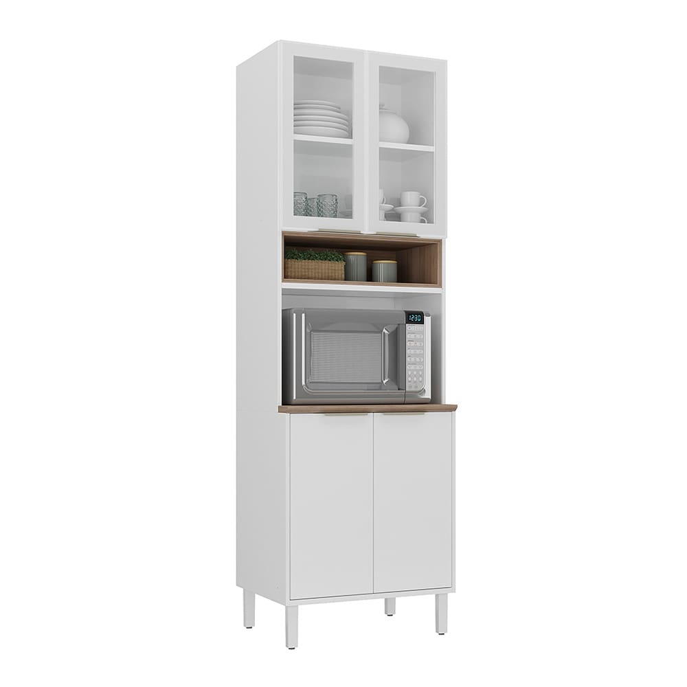 Paneleiro Duplo Itatiaia Renova com 4 Portas, 2 Prateleiras, Nicho para Micro-ondas e 70cm de largura - Branco Neve