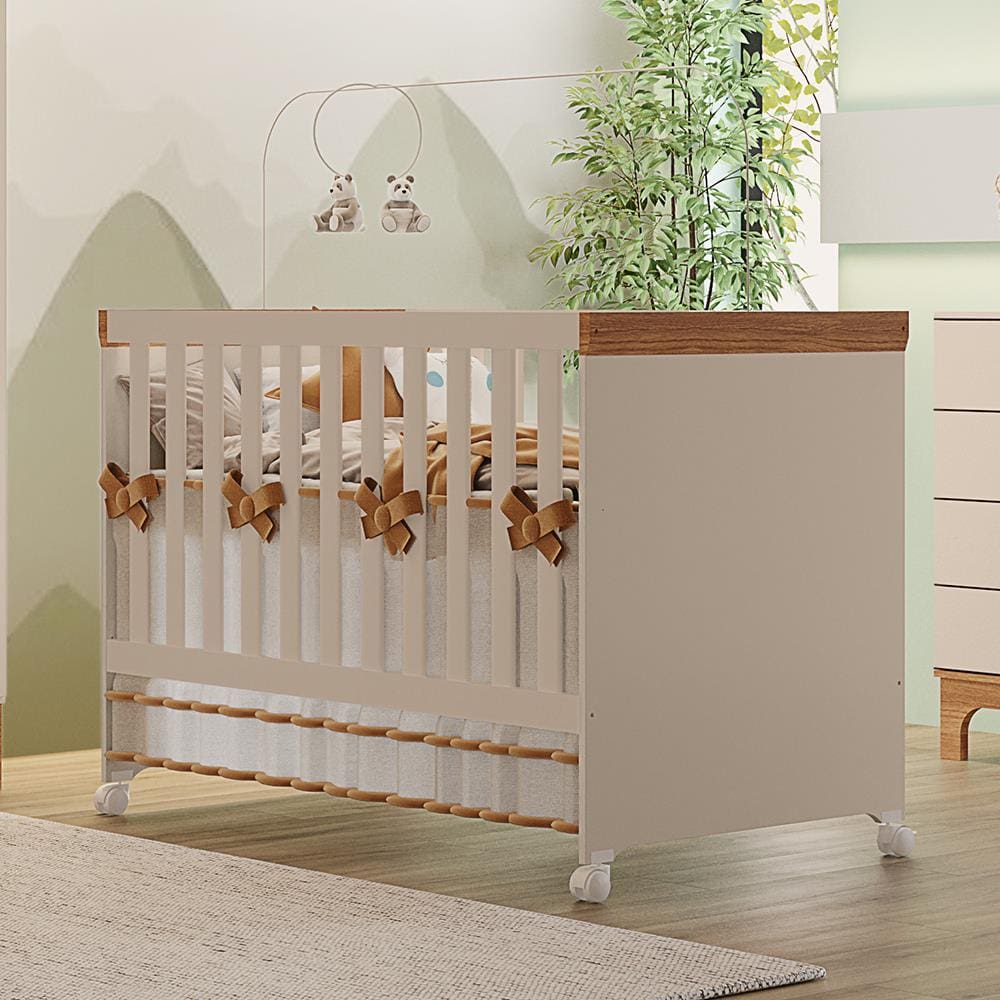 Berço Cama Canaã Pega Pega Branco/Caramelo