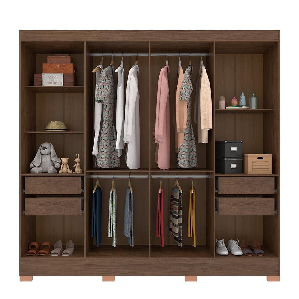 Guarda-Roupa Bartira Porto com 8 Portas e 4 Gavetas - 219,2 | Extra
