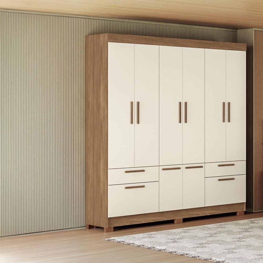 Guarda-Roupa Casal Santos Andirá Curitiba com 8 Portas, 4 Gavetas e 5 Prateleiras – 194,4cm de largura