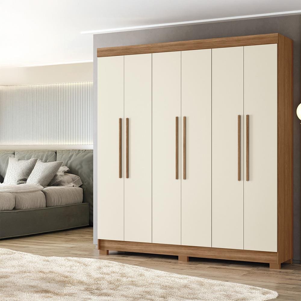Guarda-Roupa Casal Santos Andirá Toledo com 6 Portas, 2 Gavetas e 5 Prateleiras - 194,4cm de largura