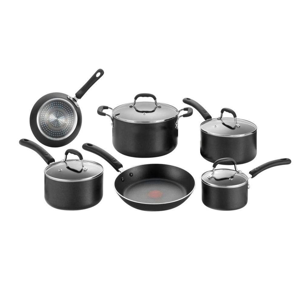 Conjunto de Panelas 6 Peças Tefal Professional Revestimento Antiaderente Titanium e Tampas de Vidro - Preto