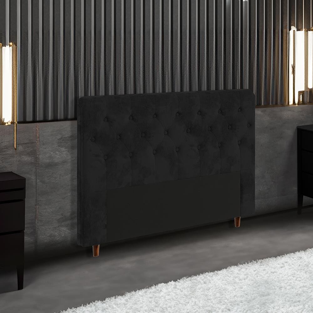 Cabeceira para Cama Box Casal Portobel Marcela com Revestimento em Suede\t