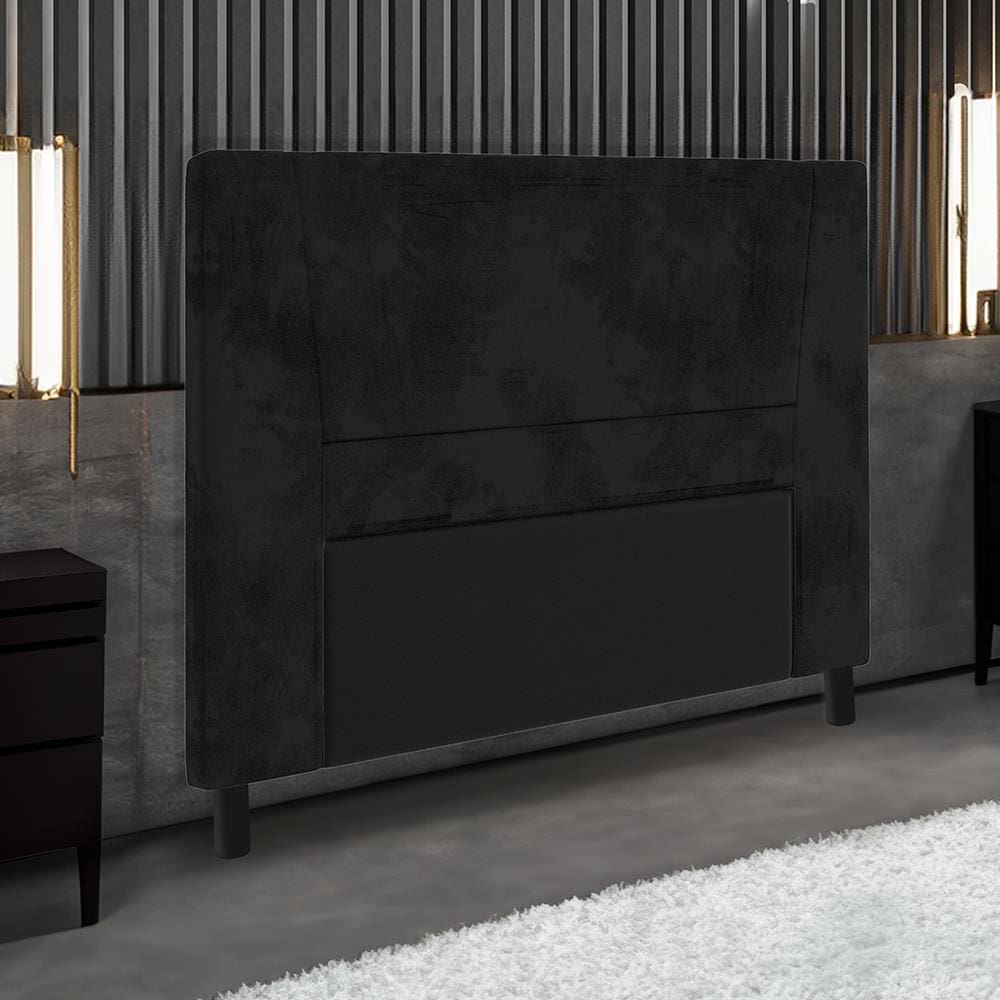 Cabeceira para Cama Box Casal Portobel Amanda com Revestimento em Suede